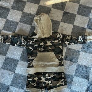 Camouflage Hoodie and Shorts Set